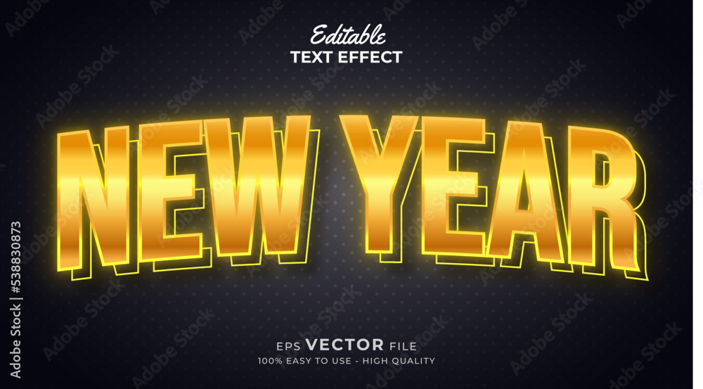 Poster editable text style effect - new year 3d text effects with gold style