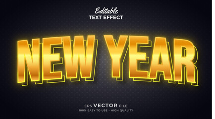 Editable text style effect - new year 3d text effects with gold style