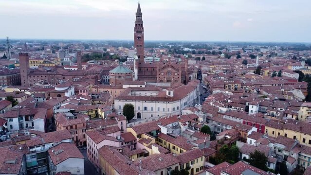 drone flight in Cremona, Lombardy