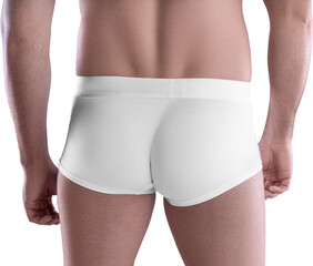 Mockup of white brief boxers for men, trunks png, cotton underwear