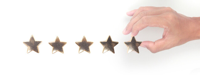 Rise on increasing five stars in human hand