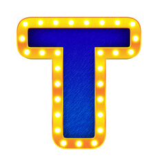 t retro cinema light bulb sign alphabet