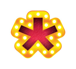 star retro cinema light bulb sign alphabet