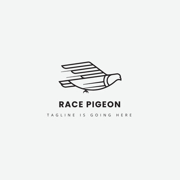 Pigeon fast race logo, pigeon design concept with line symbol fast. perfect for pigeon speed race logos, travel or shipping.