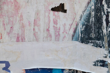 Torn street poster abstract background collage with ripped paper texture