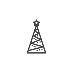 Christmas tree with star line icon