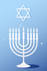 Happy Hanukkah Blue Background Banner