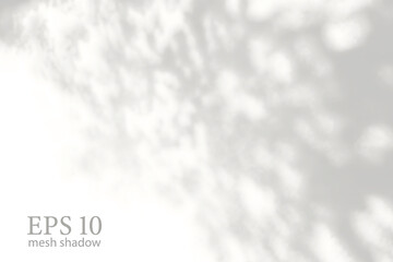 Transparent natural plant shadow. Light effect overlay. Mesh grid. Shadows from branches, plant, foliage and leaves on ground. Presentation your design card, poster Photo realistic vector