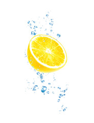 Fototapeta na wymiar Lemon, half, slice, isolated on white background, realism, photo realistic