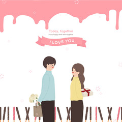 A lovely couple holding a gift