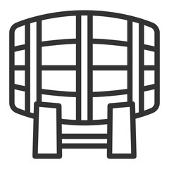 Barrel of wine on a stand - icon, illustration on white background, outline style