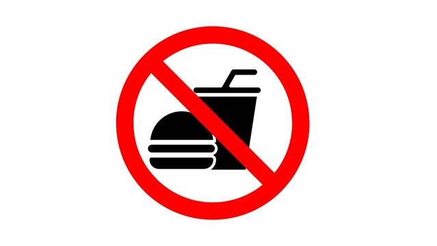No food and drink allowed icon sign. Isolated on white background. Prohibition symbol.