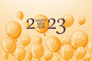 Happy New Year greeting template.Festive background,banner,poster congratulations with balloons 2023.Vector illustration.