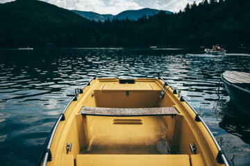 Yellow boat on Monticolo Lake