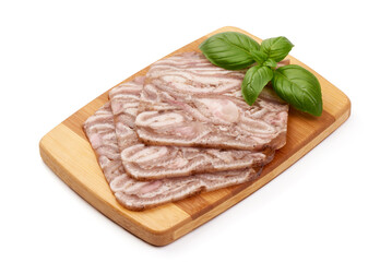 Brawn or head cheese, isolated on white background.