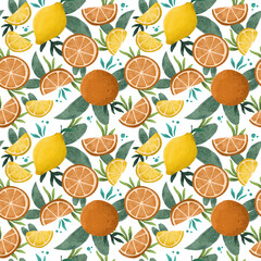 digital seamless pattern with citruses, textile, fabric, autumn vitamin