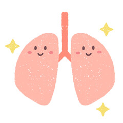 手描きのきれいな肺のキャラクター　PNG