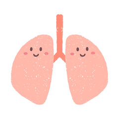 手描きのきれいな肺のキャラクター　PNG