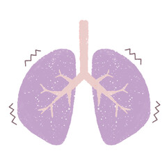 手描きの元気がない肺　PNG