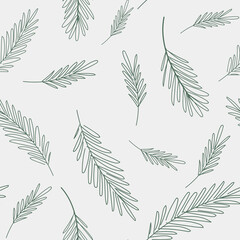 Fototapeta na wymiar Christmas vector seamless pattern with fir branches and red berries on a light background.