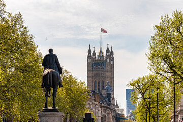 UK, England, London, Earl Haig Memorial with Palace of Westminster in background