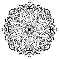 Mandala Coloring book art, wallpaper design, tile pattern, shirt, greeting card, sticker, lace pattern and tattoo. decoration for interior design. Vector ethnic oriental circle ornament. background
