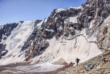 Ascending the Chimtarga Pass, Fann Mountains, Tajikistan