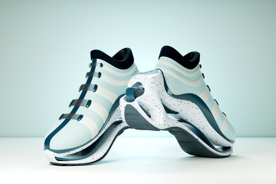 White and  black  sneaker premium 3d Render  on a  monochrone  background