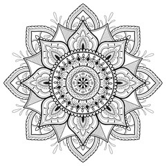 Mandala Coloring book art, wallpaper design, tile pattern, shirt, greeting card, sticker, lace pattern and tattoo. decoration for interior design. Vector ethnic oriental circle ornament. background
