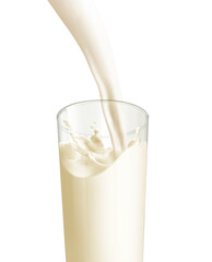 Milk splash, isolated on white background, realism, photo realistic