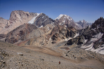 The stunning Fann Mountains seen from the Chimtarga Pass route, Tajikistan