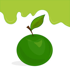 vector flat illustration of an apple. green apple. banner, advertisement, special offers. Apple juice