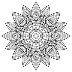Mandala Coloring book art, wallpaper design, tile pattern, shirt, greeting card, sticker, lace pattern and tattoo. decoration for interior design. Vector ethnic oriental circle ornament. background