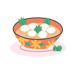 Asian dessert with glutinous rice balls