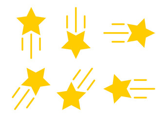 Obraz premium Yellow cute stars rise line doodle icon on white background flat vector design.