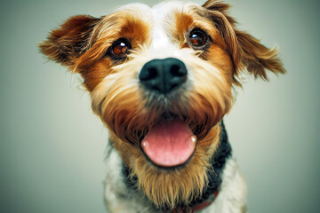 Portrait and close-up of a happy and cute dog, 3d illustration