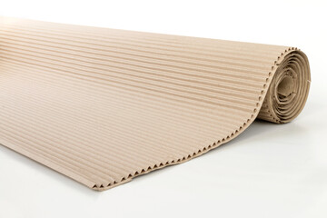 roll of corrugated cardboard isolated on white background for advertising and design