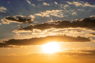 Beautiful orange clouds at twilight
