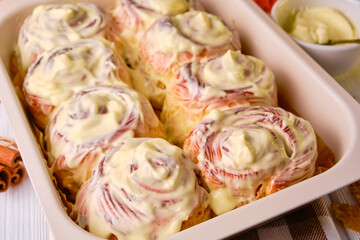 Homemade Pumpkin cinnamon rolls with cream cheese