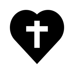 Obraz premium Heart with Holy Cross Vector Icon