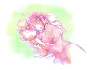 スマホを見ながらうたた寝する女性