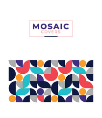 Flat mosaic cover isolated background