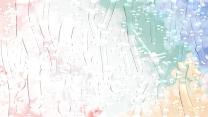 Abstract colorful frosted glass watercolor painting background with fresh splash liquid rain drops. Colorful holographic gradient background