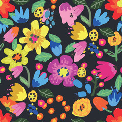 Seamless pattern with bright flowers. Background with flowers