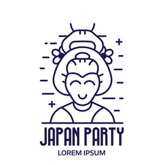 Japanese Geisha Girl Line Art Logo Template