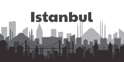Istanbul Turkey concept. Silhouette of the city of Istanbul. Travel concept. Template. A flat style illustration.