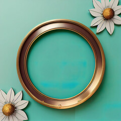 Beautiful floral frame mockup with flowers, green mint colors, ideal for luxury product ads, banner background