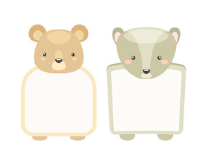 Frames with Animal Heads or Notebook Page for Notes Vector Set