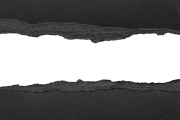 Black ripped paper torn edges strips isolated on white background