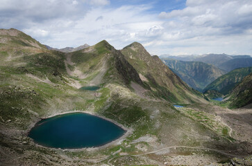 Lakes of San Bernolfo and Colle Lounge, beautiful hiking path between the french Alps and Piedmont (Italy) near the Collalunga Pass